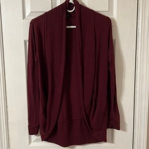 Womens Burgundy Open Cardigan, Size Small.
